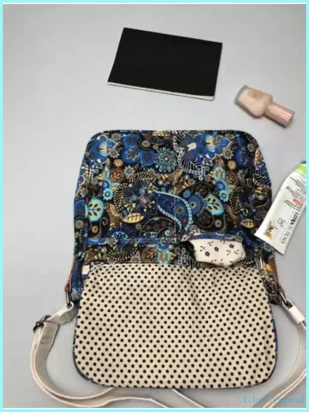 Floral Canvas Crossbody Bag Messenger Handbag Multi Pocket Travel Satchel Purse
